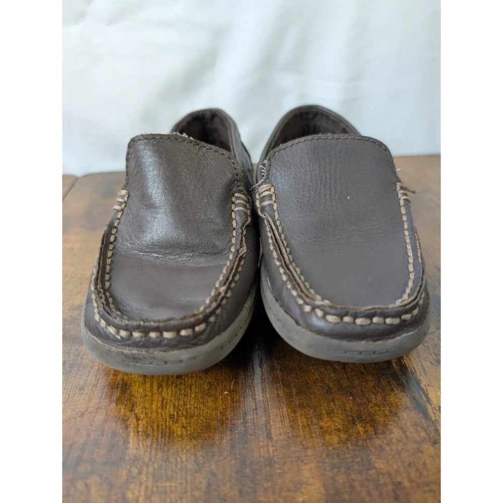 Kenneth Cole Reaction Boys Driving Dime Dark Brown Leather Dress Shoes Size 10.5